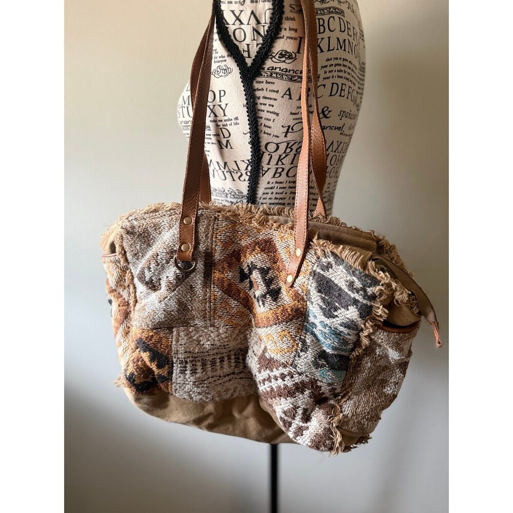 Myra Bag Distressed Woven Boho Southwest Patchwork Handbag